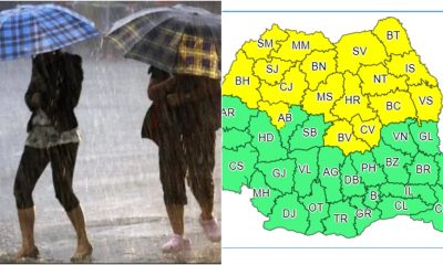 Harta ANM. Meteorologii anunță cod galben de ploi, județele afectate