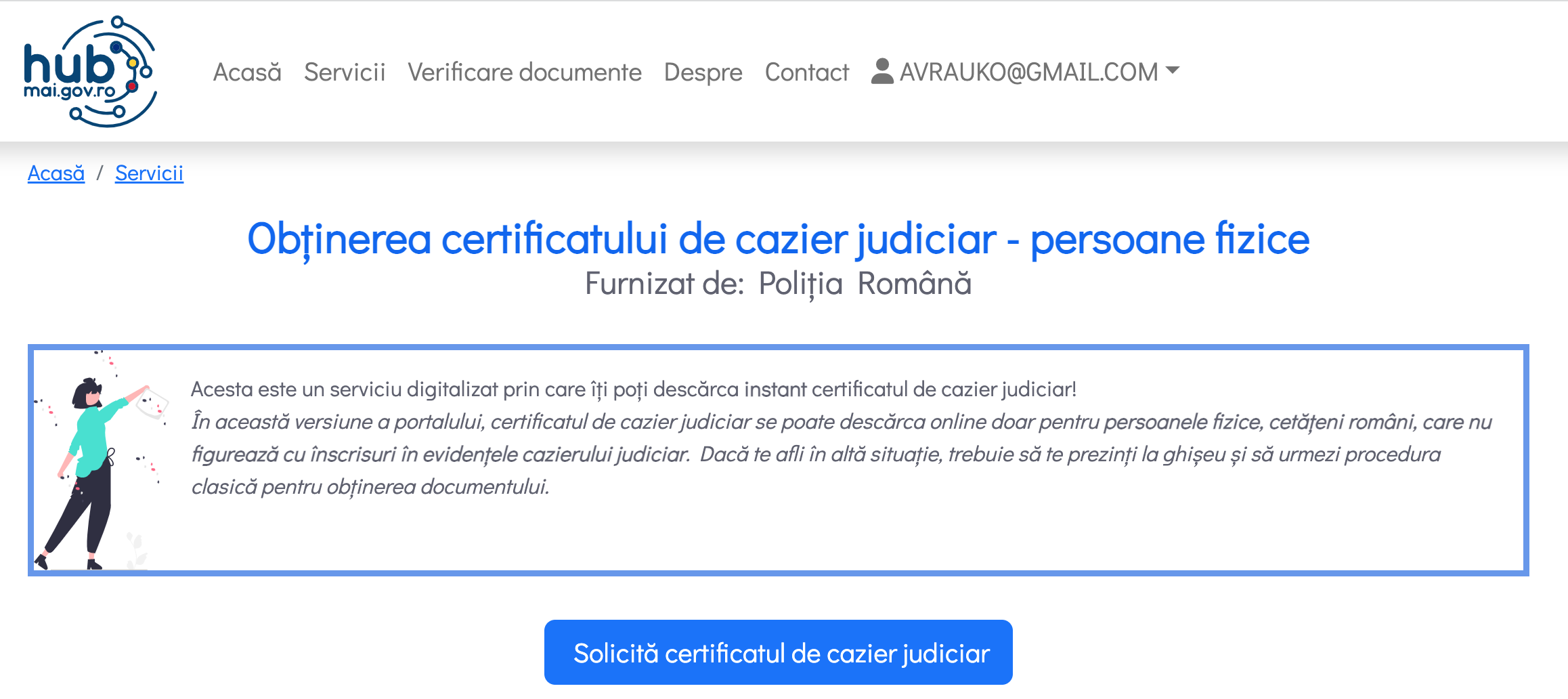 Certificatul de cazier judicar poate fi eliberat online de pe ghiseul.ro